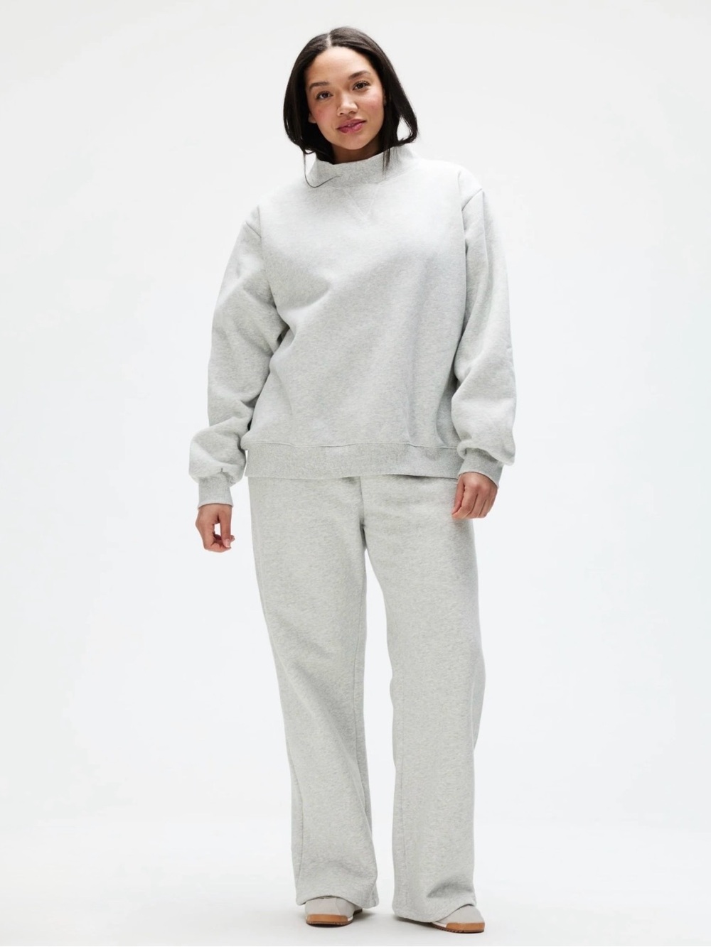 PARKE Light Gray Mockneck Sweatshirt & Sweatpants Set